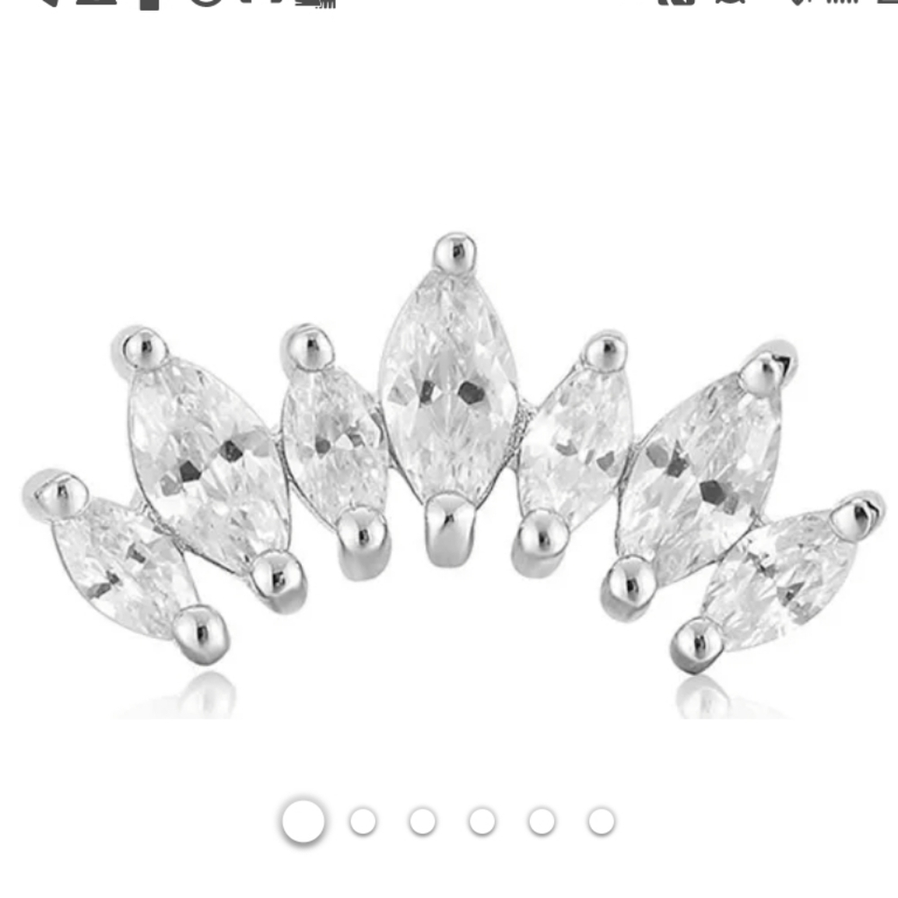 Ania Haie Silver Sparkle Marquise Climber Barbell Single Earring New